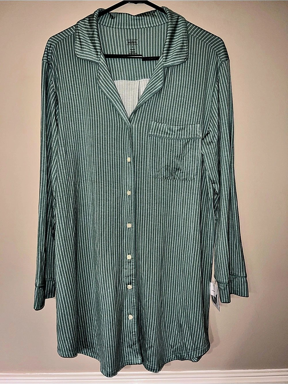 Auden Women's Cloud Knit Notch Collar Long Sleeve Nightgown - Size Large - NWT